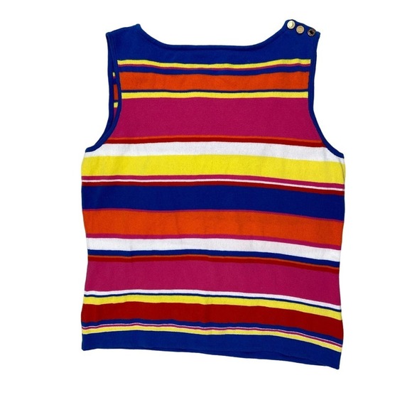 Lauren Ralph Lauren Petite Size PM Colorful Striped Knit Tank Top - Picture 1 of 5